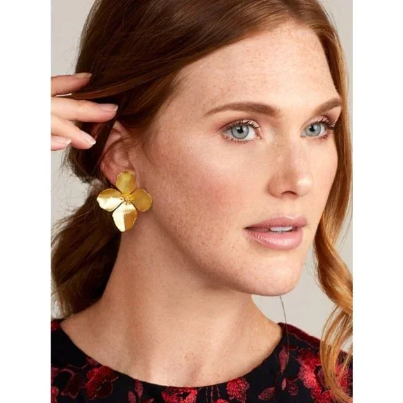 🌼 Matte 18k Gold-Plated Garden Party Statement Earring • Choose Silver or Gold! - Picture 2 of 4